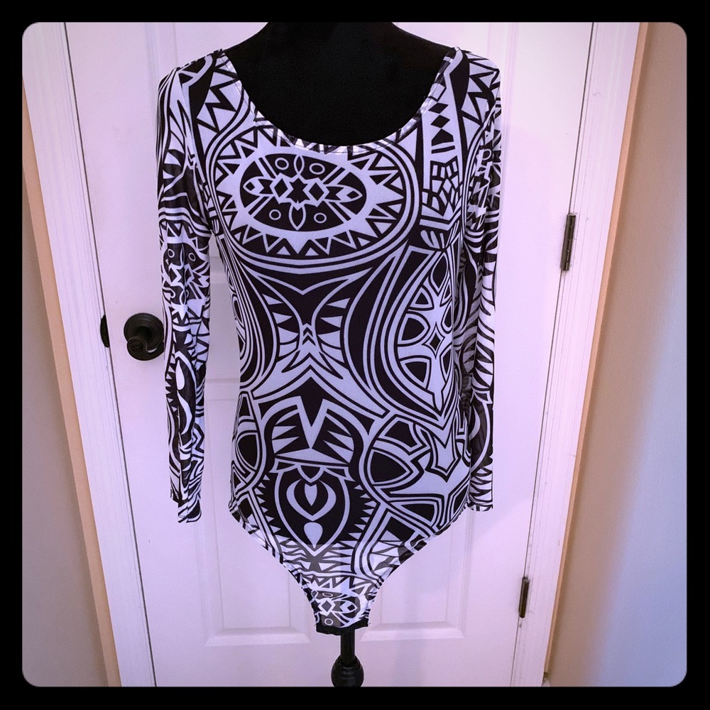 Black and White Bodysuit Top
